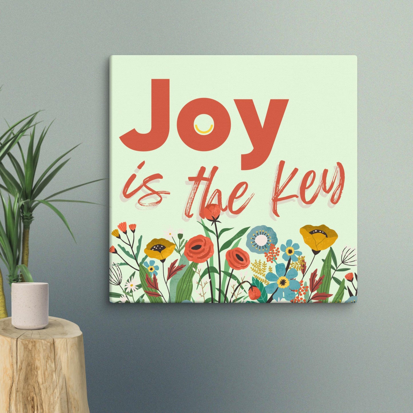 Joy is the Key in der Wiese – Floral Flow Leinwand