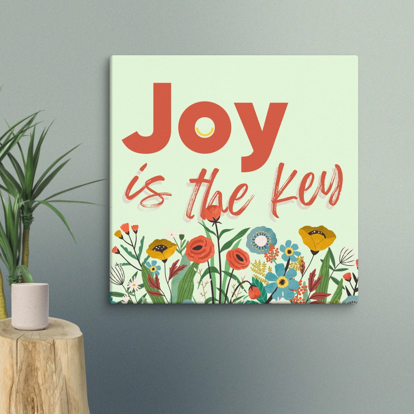Joy is the Key in der Wiese – Floral Flow Leinwand