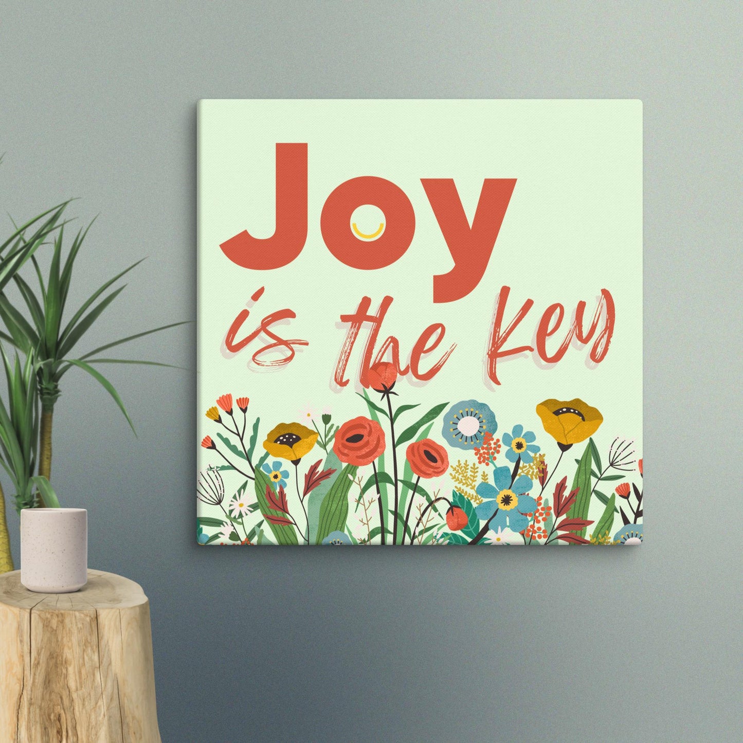 Joy is the Key in der Wiese – Floral Flow Leinwand